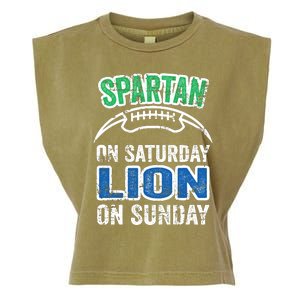 Spartan On Saturday Lion On Sunday Funny Detroit Wo Garment-Dyed Women's Muscle Tee