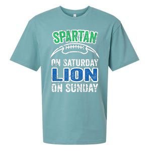 Spartan On Saturday Lion On Sunday Funny Detroit Wo Sueded Cloud Jersey T-Shirt