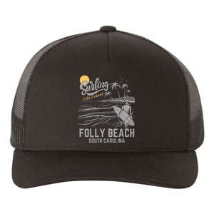 Surfing Old School Folly Beach South Carolina Yupoong Adult 5-Panel Trucker Hat