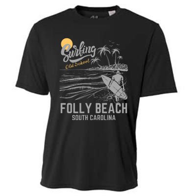 Surfing Old School Folly Beach South Carolina Cooling Performance Crew T-Shirt