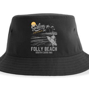 Surfing Old School Folly Beach South Carolina Sustainable Bucket Hat