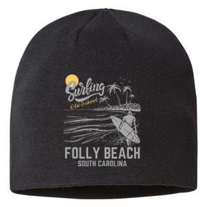 Surfing Old School Folly Beach South Carolina Sustainable Beanie