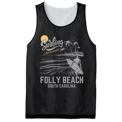 Surfing Old School Folly Beach South Carolina Mesh Reversible Basketball Jersey Tank