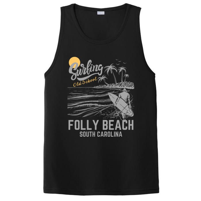 Surfing Old School Folly Beach South Carolina PosiCharge Competitor Tank