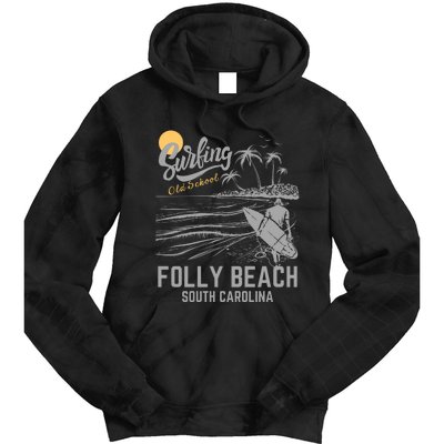 Surfing Old School Folly Beach South Carolina Tie Dye Hoodie