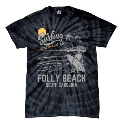 Surfing Old School Folly Beach South Carolina Tie-Dye T-Shirt