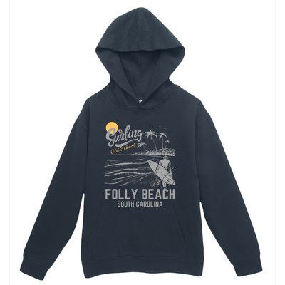 Surfing Old School Folly Beach South Carolina Urban Pullover Hoodie