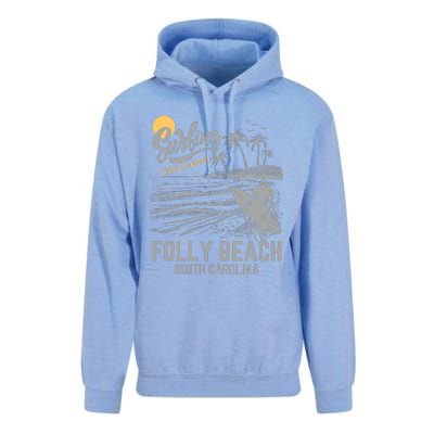 Surfing Old School Folly Beach South Carolina Unisex Surf Hoodie