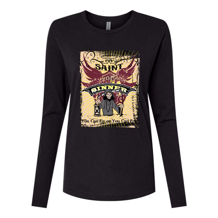 Saint Or Sinner You Can Fly Or You Can Fry! Womens Cotton Relaxed Long Sleeve T-Shirt