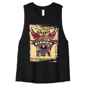 Saint Or Sinner You Can Fly Or You Can Fry! Women's Racerback Cropped Tank