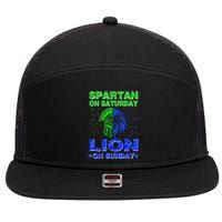 Spartan On Saturday Lion On Sunday Funny Detroit Mother Day 7 Panel Mesh Trucker Snapback Hat