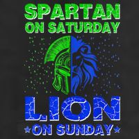 Spartan On Saturday Lion On Sunday Funny Detroit Mother Day 7 Panel Mesh Trucker Snapback Hat