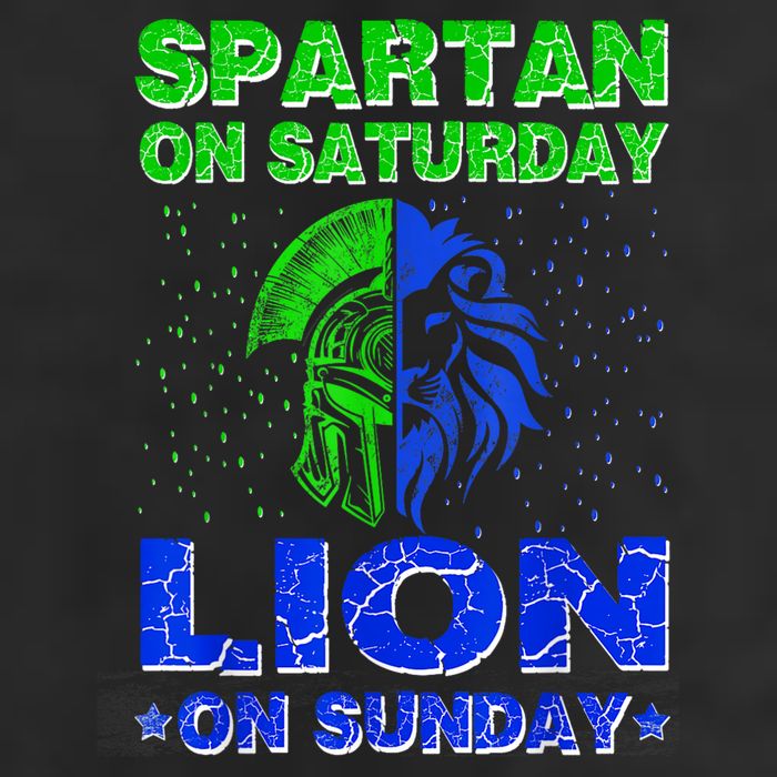 Spartan On Saturday Lion On Sunday Funny Detroit Mother Day 7 Panel Mesh Trucker Snapback Hat