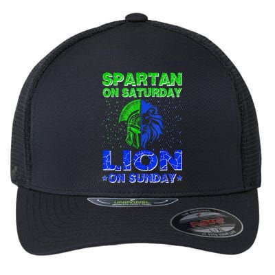 Spartan On Saturday Lion On Sunday Funny Detroit Mother Day Flexfit Unipanel Trucker Cap