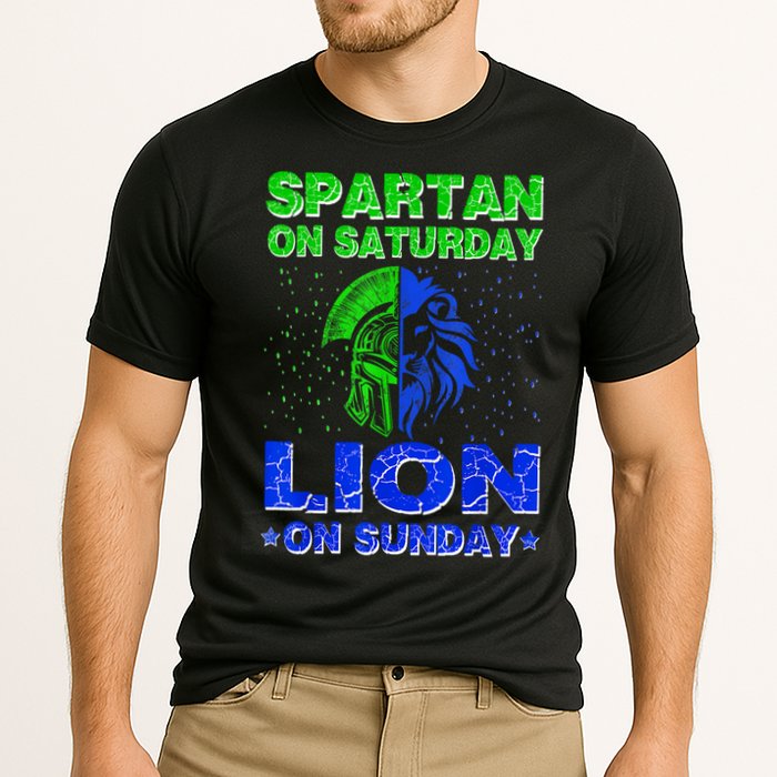 Spartan On Saturday Lion On Sunday Funny Detroit Mother Day Cooling Performance Crew T-Shirt