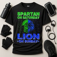 Spartan On Saturday Lion On Sunday Funny Detroit Mother Day Cooling Performance Crew T-Shirt