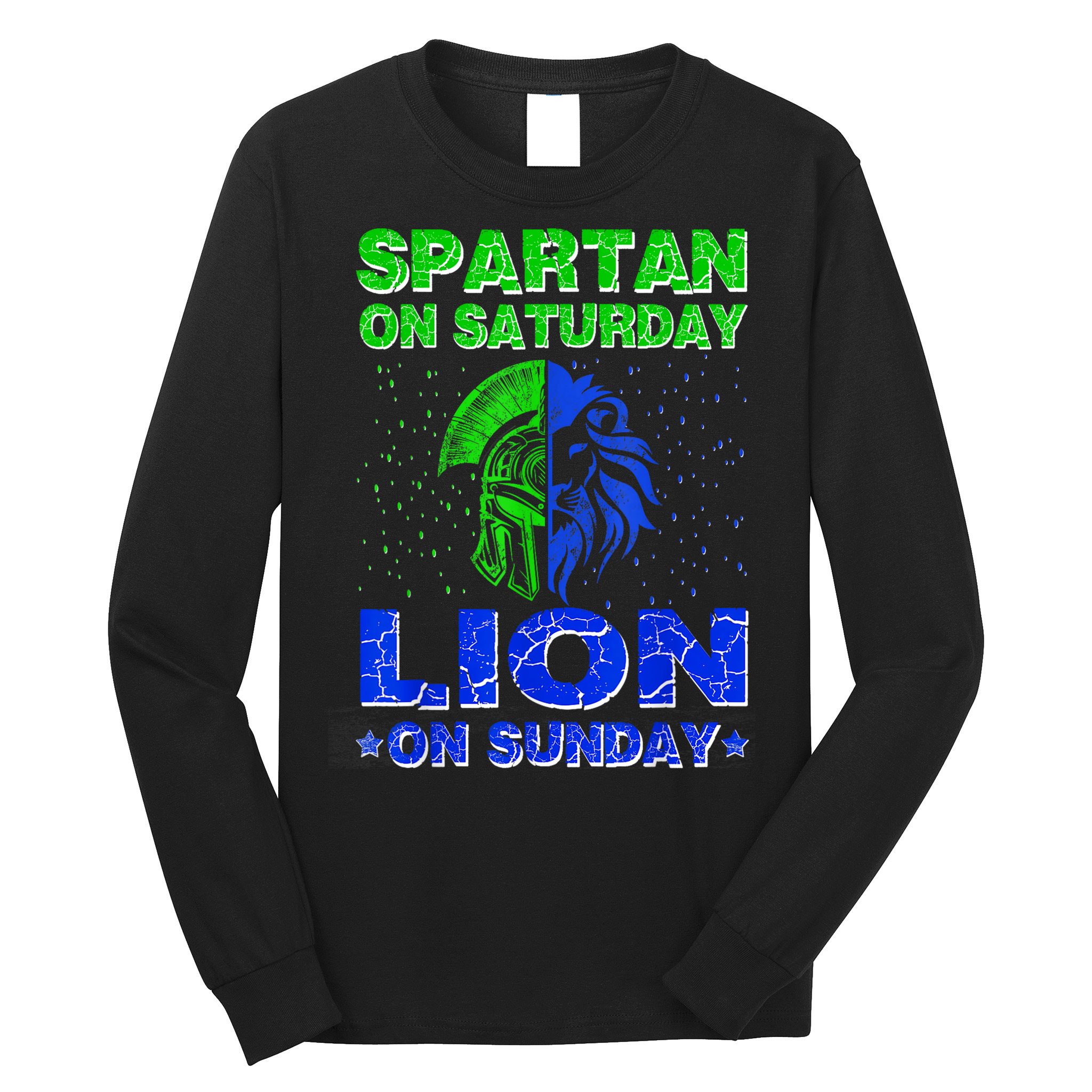 Spartan On Saturday Lion On Sunday Funny Detroit Mother Day Long Sleeve Shirt