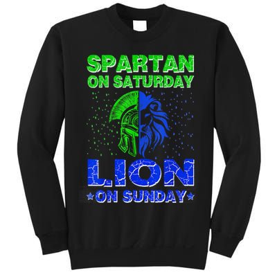 Spartan On Saturday Lion On Sunday Funny Detroit Mother Day Sweatshirt
