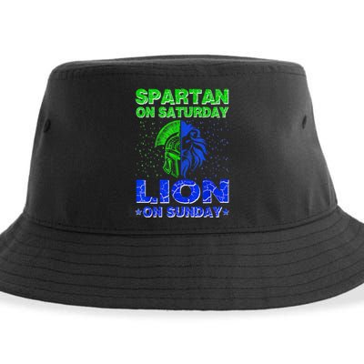 Spartan On Saturday Lion On Sunday Funny Detroit Mother Day Sustainable Bucket Hat