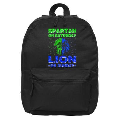Spartan On Saturday Lion On Sunday Funny Detroit Mother Day 16 in Basic Backpack