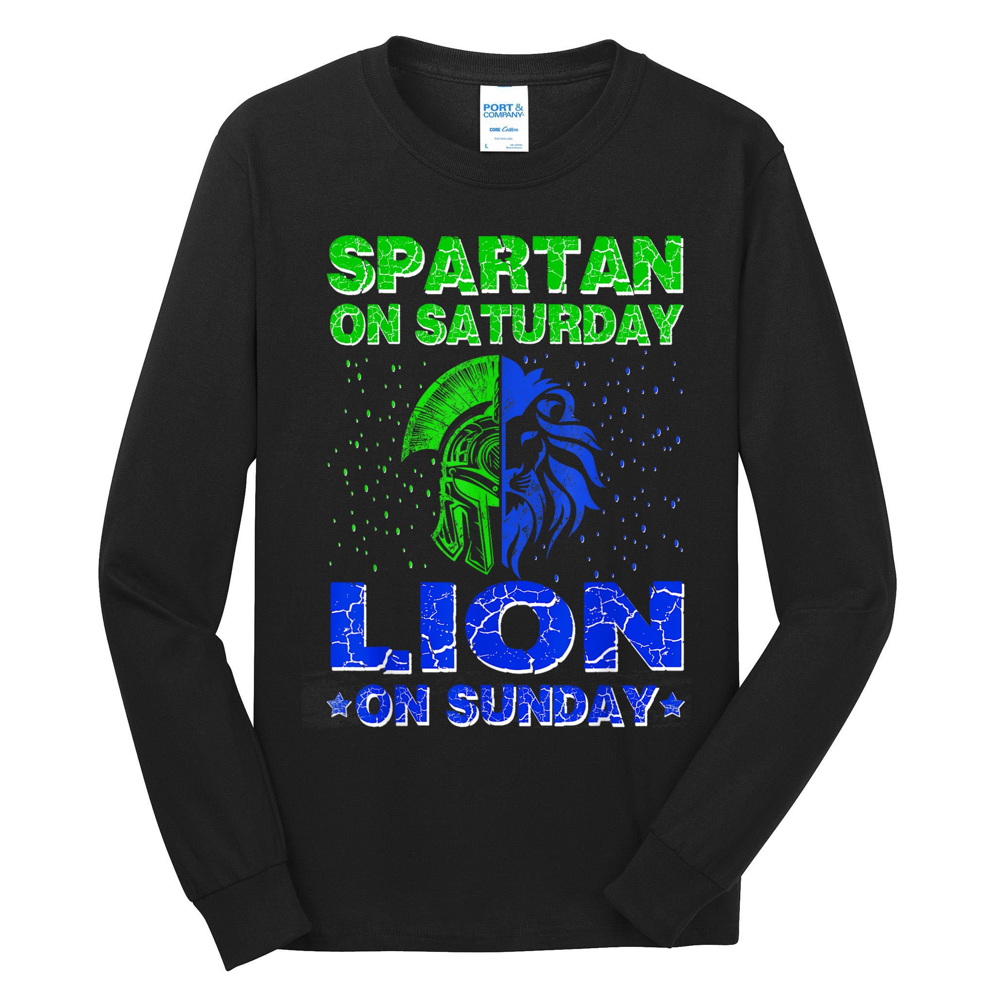 Spartan On Saturday Lion On Sunday Funny Detroit Mother Day Tall Long Sleeve T-Shirt