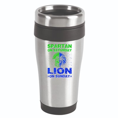 Spartan On Saturday Lion On Sunday Funny Detroit Mother Day 16oz Travel Tumbler