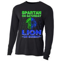 Spartan On Saturday Lion On Sunday Funny Detroit Mother Day Cooling Performance Long Sleeve Crew