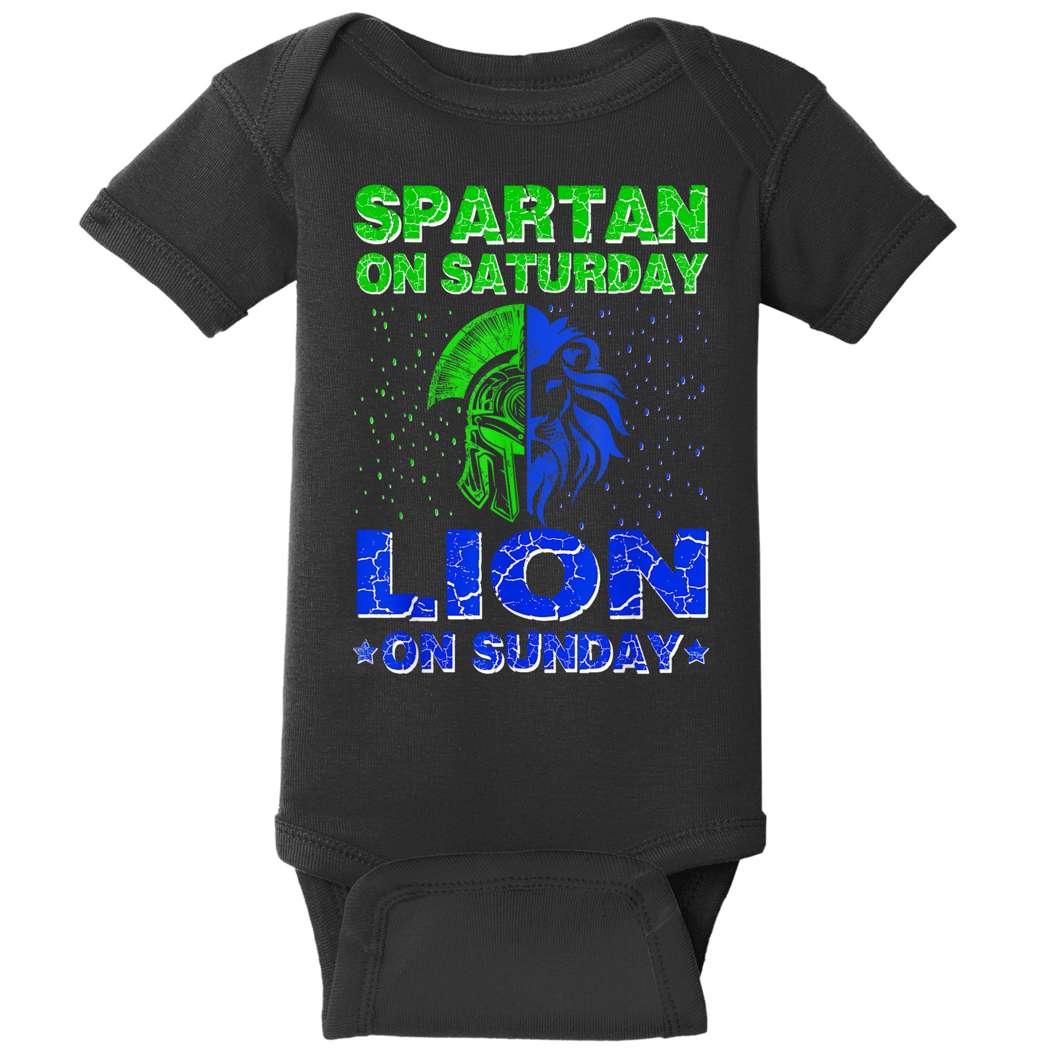 Spartan On Saturday Lion On Sunday Funny Detroit Mother Day Baby Bodysuit