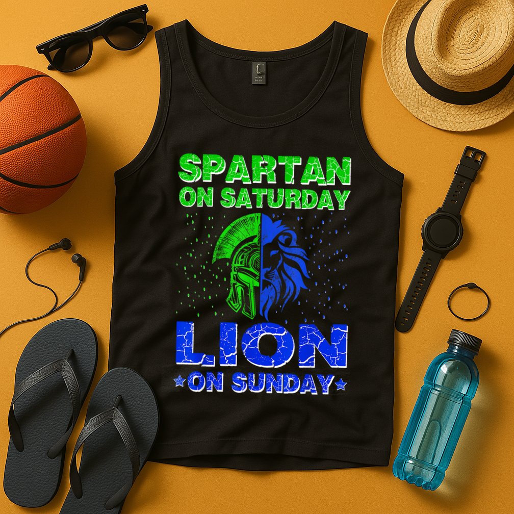 Spartan On Saturday Lion On Sunday Funny Detroit Mother Day Tank Top