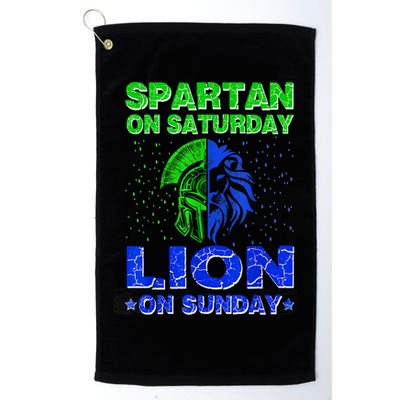 Spartan On Saturday Lion On Sunday Funny Detroit Mother Day Golf Towel