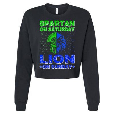 Spartan On Saturday Lion On Sunday Funny Detroit Mother Day Cropped Pullover Crew