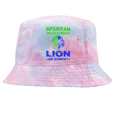 Spartan On Saturday Lion On Sunday Funny Detroit Mother Day Tie-Dyed Bucket Hat