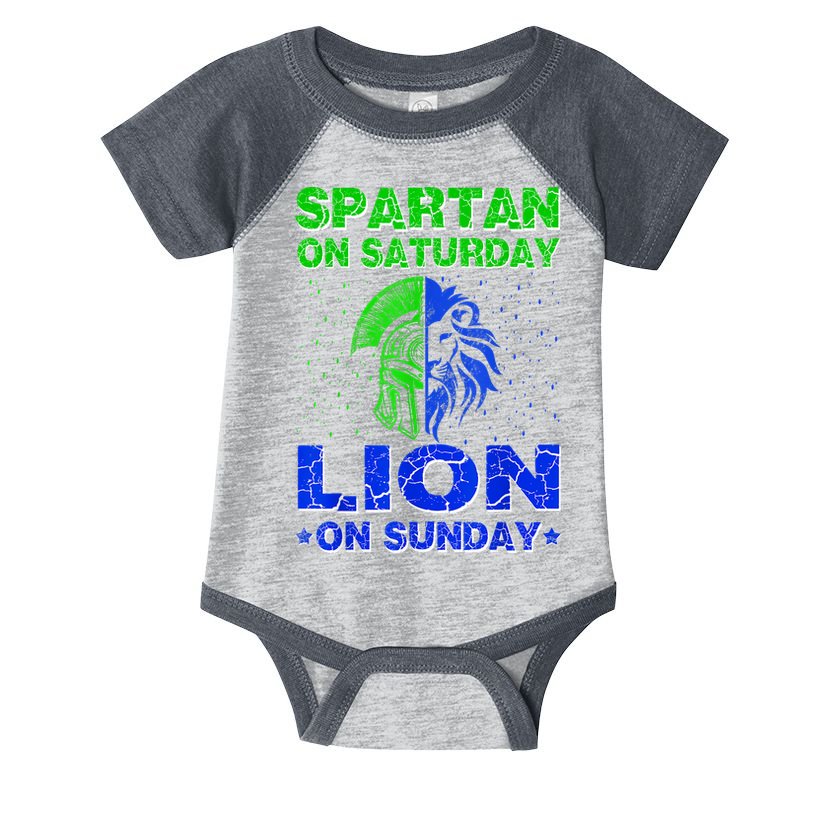 Spartan On Saturday Lion On Sunday Funny Detroit Mother Day Infant Baby Jersey Bodysuit