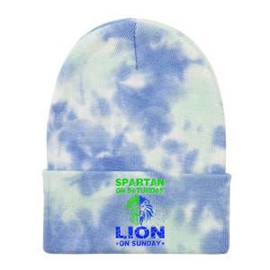 Spartan On Saturday Lion On Sunday Funny Detroit Mother Day Tie Dye 12in Knit Beanie