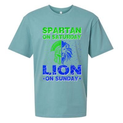 Spartan On Saturday Lion On Sunday Funny Detroit Mother Day Sueded Cloud Jersey T-Shirt