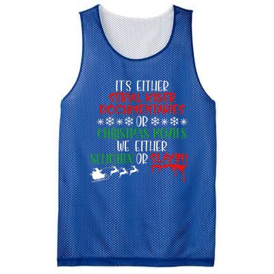 Sleighin Or Slayin Christmas Movie Funny Serial Xmas Cute Gift Mesh Reversible Basketball Jersey Tank