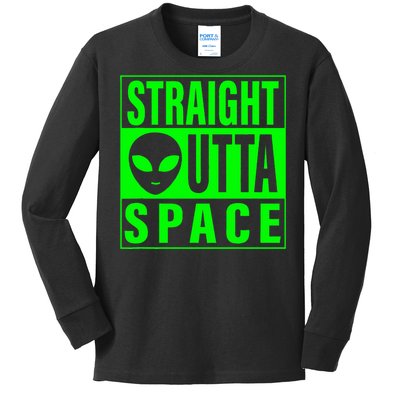 Straight Outta Space Funny Ufo Alien Costume Kids Long Sleeve Shirt