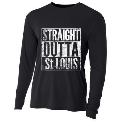 Straight Outta St Louis Missouri Distressed Effect Great Gift Cooling Performance Long Sleeve Crew