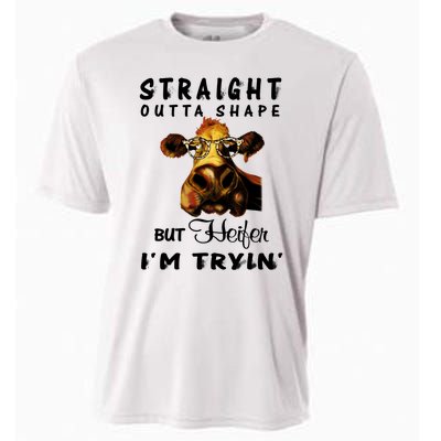 Straight Outta Shape But Heifer IM Trying Cooling Performance Crew T-Shirt