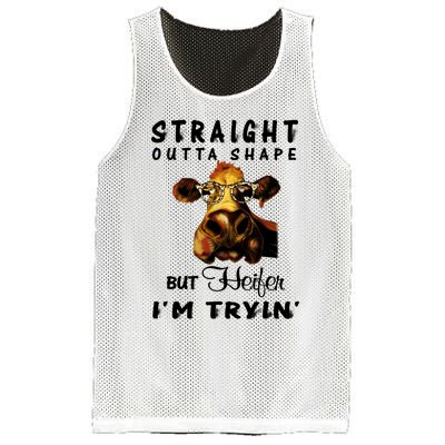 Straight Outta Shape But Heifer IM Trying Mesh Reversible Basketball Jersey Tank