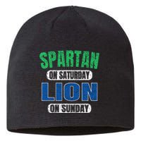 Spartan On Saturday Lion On Sunday Funny Detroit Vintage Sustainable Beanie