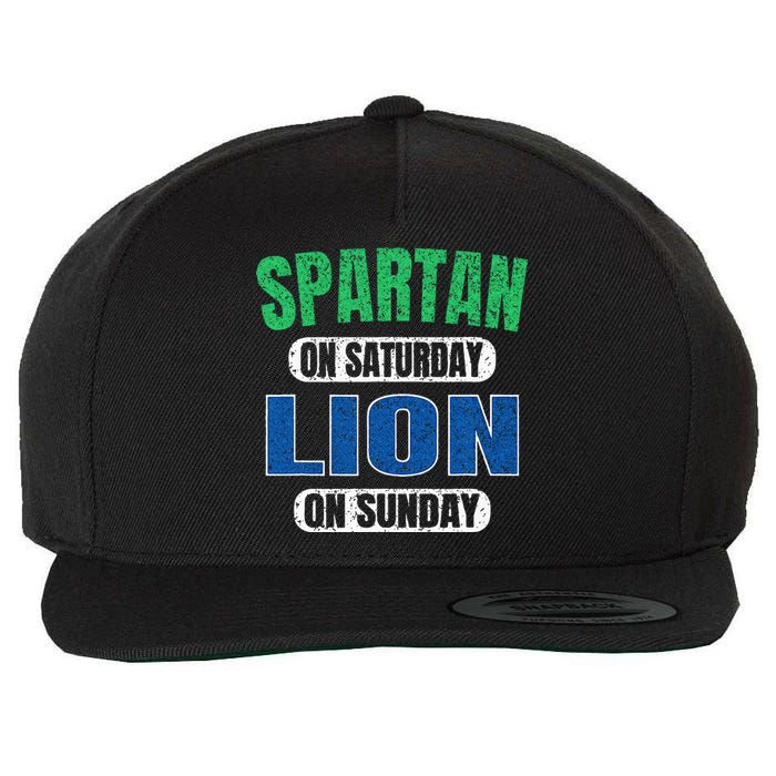 Spartan On Saturday Lion On Sunday Funny Detroit Vintage Wool Snapback Cap