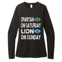 Spartan On Saturday Lion On Sunday Funny Detroit Vintage Fun Womens CVC Long Sleeve Shirt