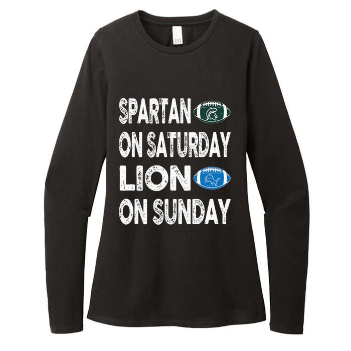 Spartan On Saturday Lion On Sunday Funny Detroit Vintage Fun Womens CVC Long Sleeve Shirt