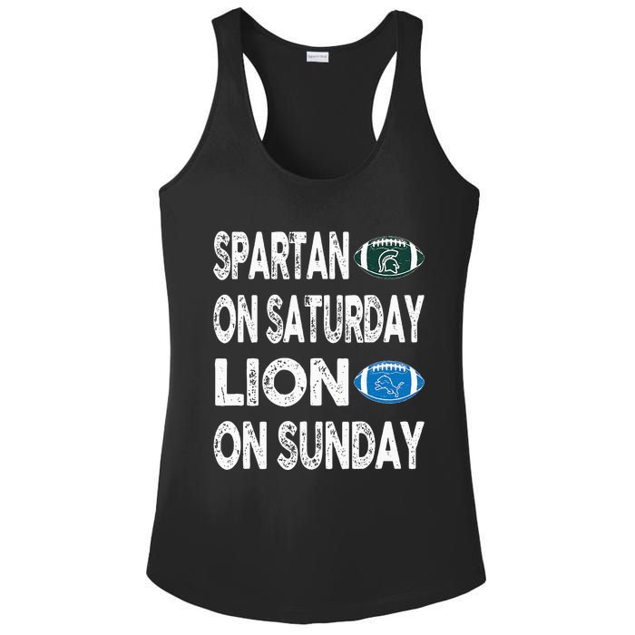 Spartan On Saturday Lion On Sunday Funny Detroit Vintage Fun Ladies PosiCharge Competitor Racerback Tank