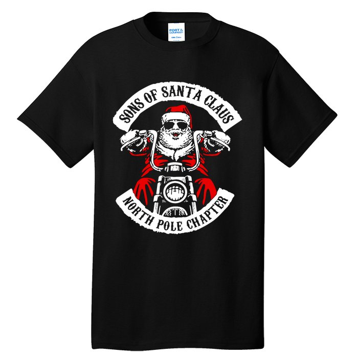 Sons Of Santa Biker Motorcycle Christmas Tall T-Shirt