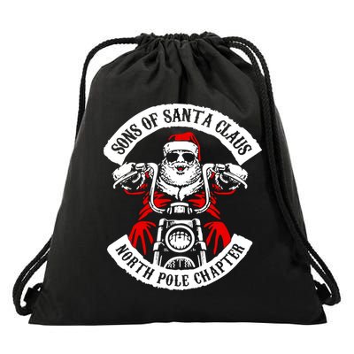 Sons Of Santa Biker Motorcycle Christmas Drawstring Bag