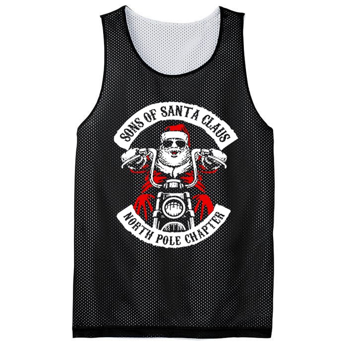 Sons Of Santa Biker Motorcycle Christmas Mesh Reversible Basketball Jersey Tank