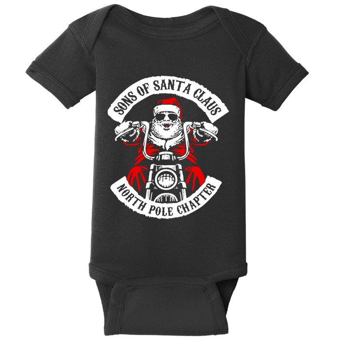 Sons Of Santa Biker Motorcycle Christmas Baby Bodysuit