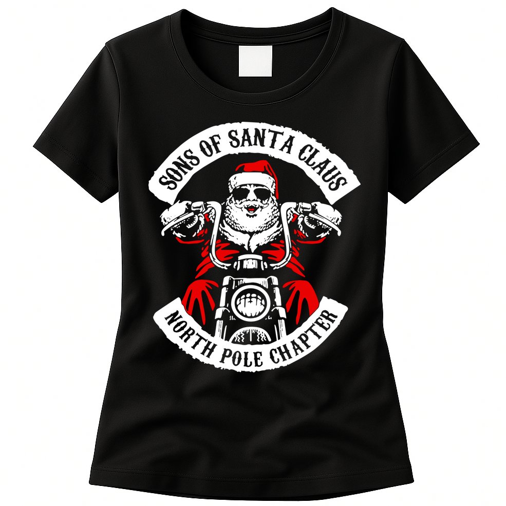Sons Of Santa Biker Motorcycle Christmas Womens T-Shirt